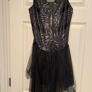 Chic Black Sheer Zebra Print modern dance costume